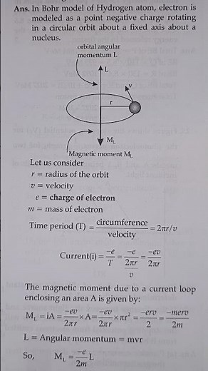 Relationship between angular momentum & the magnetic moment of revolving electron using Bohr's model