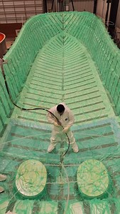 Vacuum infusion has so many benefits that allow our boats to push farther, to strike the perfect balance of strength and weight. This process draws in the osmotic-resistant vinylester resin consistently through the glass, which gives us uniformity and precision not just in the hull but in hatches and walls. The result is a lighter, more fuel-efficient boat that can handle offshore conditions, while also delivering precise, fine craftsmanship. | Lindell Yachts