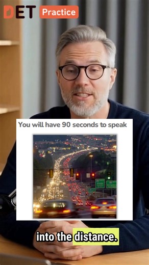 🚗 Duolingo English Test Speaking Tips Speak About the Photo | Traffic Scene Stuck in traffic? Perfect DET practice 😄 Learn how to describe traffic photos using high-scoring expressions like “bumper-to-bumper” and “moving at a snail’s pace.” 🎤 Pause the video and try speaking for 90 seconds! 👉 More practice at DETPractice.com (3-day free VIP) #DuolingoEnglishTest #DETSpeaking #SpeakAboutThePhoto #DETPractice | DET Practice