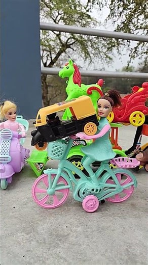 Remote control barbei doll driving cycle #barbie #toys #taxi #jcbcartoons‪@nishthutoys‬