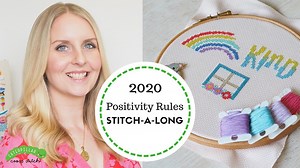 🧵 Watch today to find out everything you need to know about the new modern typography themed Stitch-a-Long, Positivity Rules! 🏠 Love to cross stitch or interested in learning how if you're a beginner, look no further... your colourful, happy project is here! | Caterpillar Cross Stitch