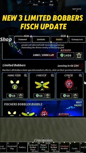 new bobbers added to fisch update! showcase cyber bobber.#fischroblox #fisch #roblox #fyp #bobbers