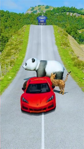 Colorfull Cars & Truck vs Cats & Panda Classic Characters - BeamNG.Drive