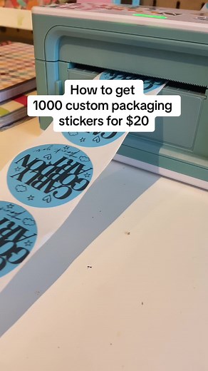 How to get cheap custom packaging stickers: - buy rolls of thermal stickers - create your own design - print entire roll at once Yes, you have to have a thermal printer for this. If you are wanting custom stickers for packaging I would assume you are shipping and would have one but if not, ask a friend if you can borrow theirs. There are plenty of sticker options on Amazon, ranging from size to colour to amount. My best tip: print out a couple first to sample the design and reduce waste if you n