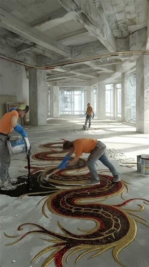 Red Dragon 3D Floor Transformation 🔥🐉 #epoxyfloor#red#dragon#viral#subscribe#fyp#floor#fyp#shorts