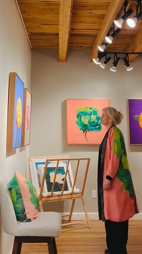 What a sweet, quiet morning — wrapped in a luxurious Emerald silk robe, just taking in the beauty of Blake’s paintings. There’s something magical about starting my day immersed in her realm. The scent of roses in the air… 🌹 We’re open 10-5 every day The Sanctuary of Roses by Tiny Taiga 223A Canyon Road | Tiny Taiga Santa Fe