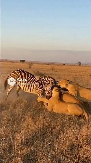 🦓🦁 EPIC ESCAPE: Zebra Outsmarts Lionesses in a Heart-Stopping Chase! 💨 #ai #animals #lion #zibra