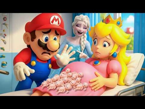 Pregnant Princess Peach... But She wont make it now 💔👑 Super mario vs Frozen Fighting