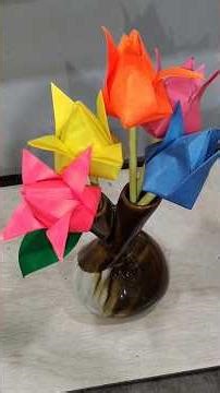 Tulip 🌷 flower making with paper #diy tulip flower craft ideas #paper flower making ideas#papercraft