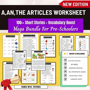 Article Writing Worksheet,a,an,the,printables,grammar Worksheet,language Printables,homeschool Curriculum,pdf Worksheet,grade 1 English Act - Etsy