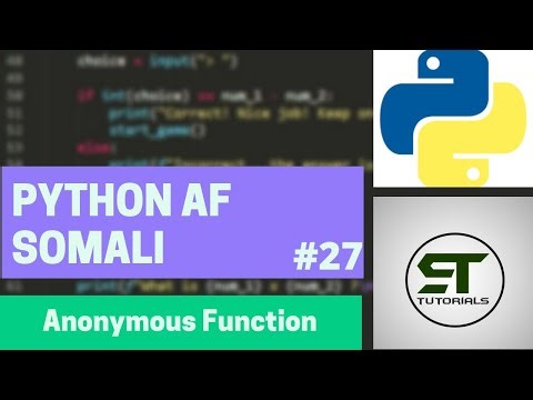 PYTHON AF SOMALI | ANONYMOUS FUNCTION | #27