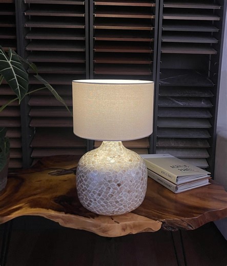 Gold Mother of Pearl Ginger Jar Lamp Base , Champagne Scallop Capiz Shell Light , Boho Coastal Decor , Base Only - Etsy
