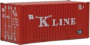 Walthers SceneMaster 20' Corrugated Container with Flat Panel-K-Line (red, White) 949-8013 HO Scale Model Railroad - Freight Model