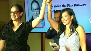 Breast cancer survivors on the runway at charity fashion show in Brooklyn