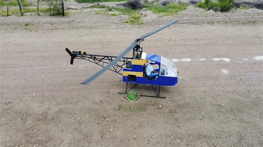 Explore a Blue and Yellow Helicopter in Action