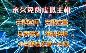 永久免费的虚拟主机，零成本超简单建站，小白看完也会，极致白嫖，速度超快的主机，零投资建站教程，域名绑定