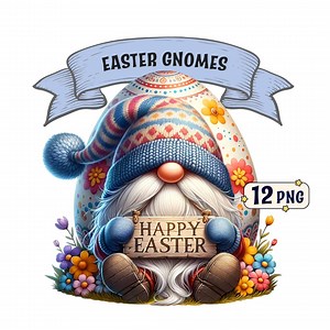 Easter Gnomes Clipart Bundle – 12 Festive Gnomes With Easter Eggs and Baskets, PNG Images With Transparent Background, Commercial Use. - Etsy