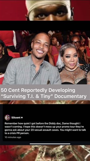 50 Cent Creating Diddy Style Documentary on TI and tiny Harris #50cent #ti #hiphopnews
