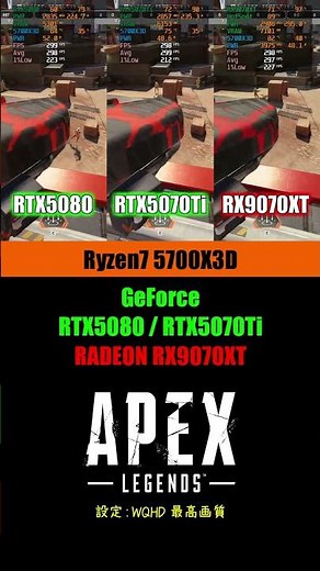 Apex Legends WQHD 240FPSで安定するのか？ 最高画質でベンチ！ RTX5080 vs RTX5070Ti vs RX9070XT #geforce #radeon #apex