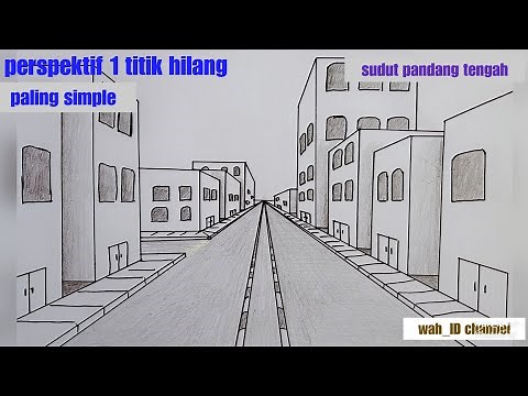 contoh gambar "gedung2" perspektif 1 titik hilang || tutorial gambar perspektif mudah dan simple