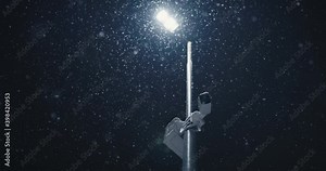 Snowfall snow cctv surveillance camera city light beam winter night