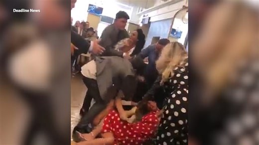 Aintree ladies kick and pull hair during brawl