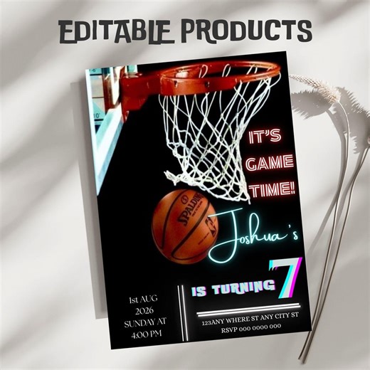 Ball Birthday Party Invitation Template, Editable Canva Design (5x7), Digital Download. - Etsy