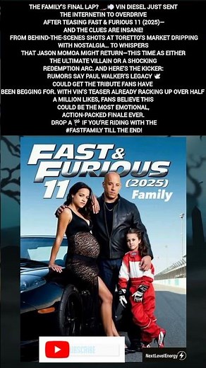FAST & FURIOUS 11 (2025) FIRST LOOK! Vin Diesel Returns with the FAMILY – Plot Leaks & Cast Reveals!