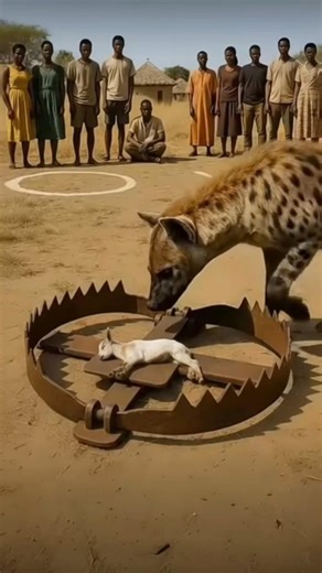 A Hyena Inspects a Dead Goat While Villagers Watch in Silence 🐾 | 鬣狗在村民注视下检查死去的小山羊 #wildlife #hyena