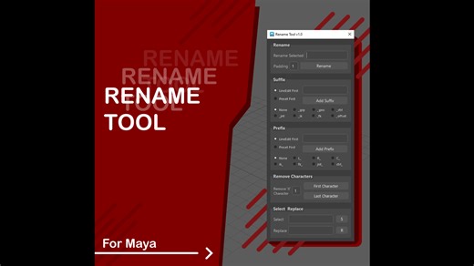 Maya Rename Tool v1.0 – Python & PySide6, Luca Marri