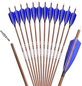 AMEYXGS 31inch Archery Pure Carbon Arrows Target Hunting Arrows Spine 340/400/500/600 with 4inch Turkey Feathers Removable Tips for Compound and Recurve Bow