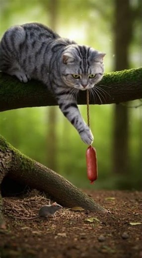 Cat Teasing Mouse With Sausage, But The Ending You Never Expected! #twist #cat #funny