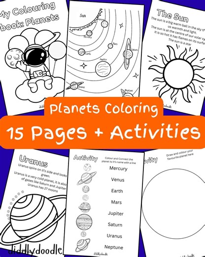 Color & Learn: Planets and Space for Kids, Printable PDF - Etsy