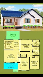 140K views · 742 reactions |  Three-bedroom house plan featuring an open-concept living area and a spacious primary bedroom. #houseplan #home #newhome #homedesign #dreamhome  #dreamhouse ℂ핋핋핆 | Dream House | Facebook