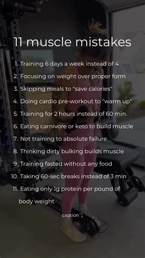 Brittney Blanco | Online Fitness Coach on Instagram: "Don’t make these mistakes… 1️⃣ Training 6 days a week instead of 4 – More isn’t always better. Your muscles grow when you rest! 2️⃣ Chasing weight over proper form – Ego lifting = injuries & stalled progress. Master the form first! 3️⃣ Skipping meals to “save calories” – Gains need fuel. Starving yourself won’t build muscle. 4️⃣ Doing cardio before lifting – You’re burning energy that should be used for strength! 5️⃣ 2-hour workouts instead o