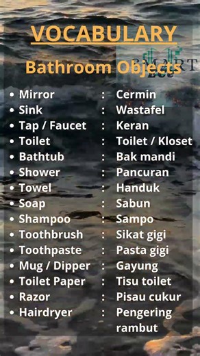 Berikut Vocabulary tentang Benda2 di kamar mandi #bahasainggris #english #vocabulary #education