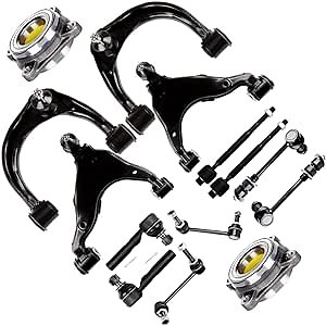 14pc Set Suspension Kit Front Lower Upper Control Arm with Ball Joint Inner Outer Tie Rod End Sway Bar Link Wheel Hub Replacement For Lexus GX470 For Toyota For 4Runner For Toyota FJ Cruiser