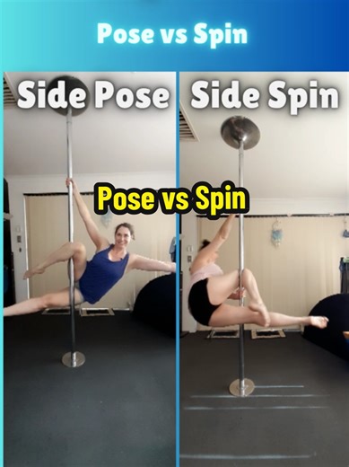 Side Pose vs Side Spin from Pole Power Academy's Beginners Foundations Level. Which do you prefer? I personally prefer the spin as its easier. #beginnerspole #polefitness #pole #fyp #poler
