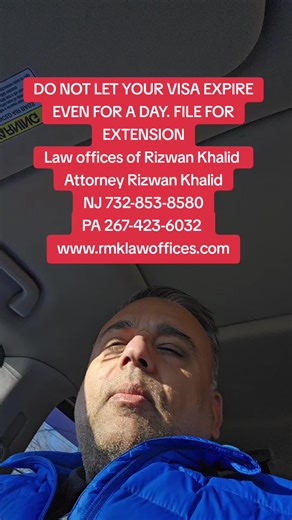DO NOT LET YOUR VISA EXPIRE EVEN FOR A DAY. FILE FOR EXTENSION Law offices of Rizwan Khalid Attorney Rizwan Khalid NJ 732-853-8580 PA 267-423-6032 www.rmklawoffices.com#greencard #visitvisa #immigration #uscis #ice