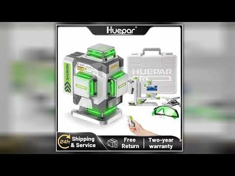 Huepar Professional 4D Cross Line Laser Level 2mm Accuracy Self Leveling Green Laser Tool With 8000