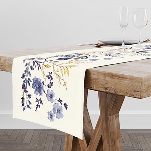 Double Sided French Style Vine Floral Table Runner 16 X 72 ",blue Yellow Wildflowers,rustic Farmhouse Fall Decor,dining Table Centerpiece - Etsy