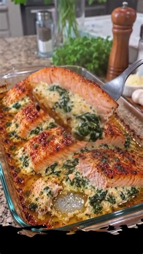 Brown Sugar Glazed Stuffed Salmon