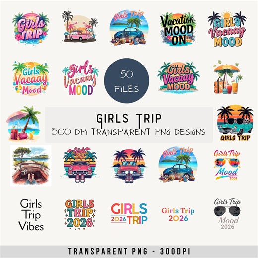 Girls Trip PNG Bundle | Besties Road Trip PNG | Vacation Adventure Clipart | Instant Download - Etsy