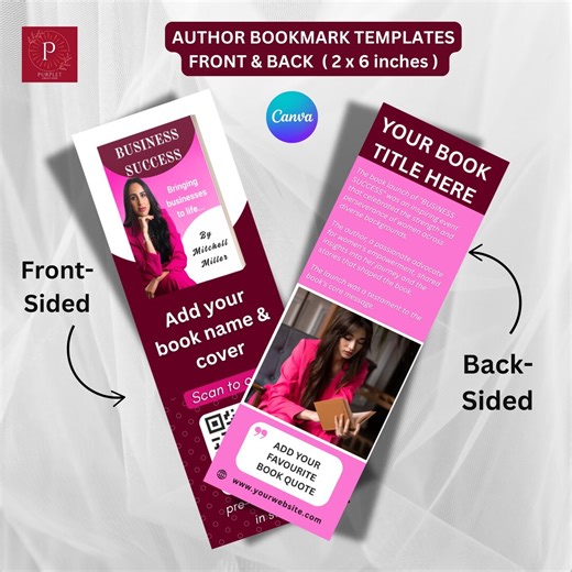 Editable Bookmark Template for Authors, Custom Promotional Bookmarks, Canva Bookmark Design, Launch Party Bookmarks, Book Promo Templates. - Etsy