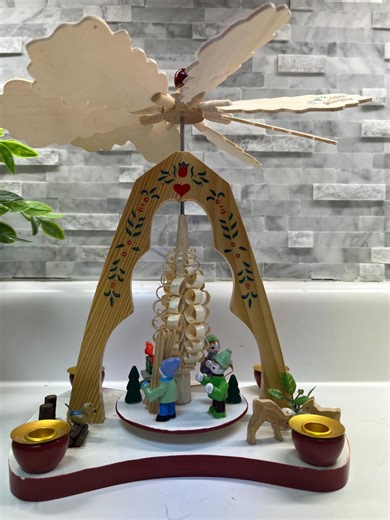 Vintage Erzgebirge German Pyramid: German Christmas Carousel Candlestick Holder Snow Ski Theme - Etsy