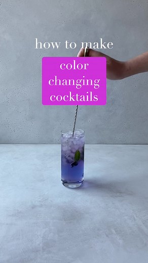 Color changing cocktails are a whole vibe. 🔮 #cocktailrecipes #cocktailsathome #recipesoftiktok #drinksmaking #fancysips