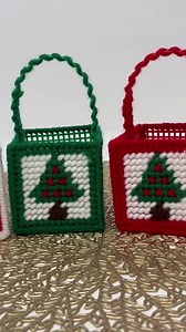 Lot of 4 Vintage Handmade Plastic Canvas Needlepoint Christmas Baskets - Ornaments - Etsy