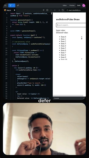 This React Hook Fixes Slow UI Instantly ⚡ useDeferredValue Explained