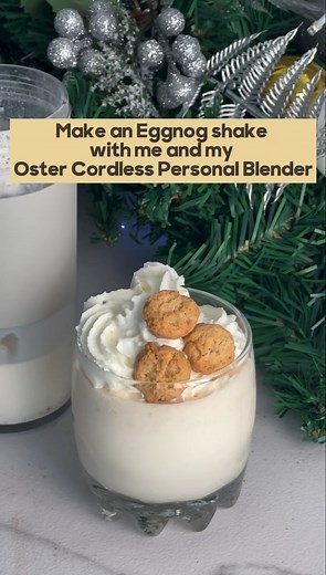 Sipping on Christmas joy with my Oster Cordless Personal Blender! 🎄✨ Blending up the holiday spirit with an indulgent eggnog shake – because 'tis the season to treat yourself! 🥤❄️ | Oster