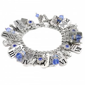 Ten Commandments Charm Bracelet, Engraved Religious Jewelry, Crystal Color Choice - Etsy